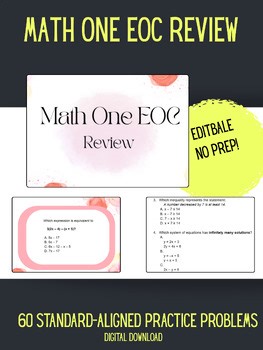 NC Math 1 EOC Review | EDITABLE Google Doc   Slides | No Prep| SET ONE