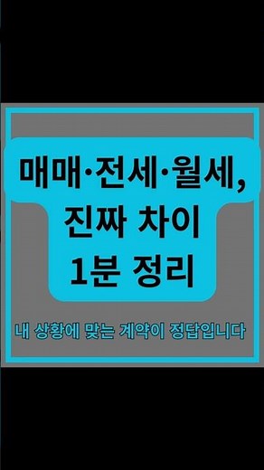ep5.매매·전세·월세, 다 같은 집 계약 아닌가요? 1분 만에 완전정리! #부동산기초 #이슈 #부동산스터디