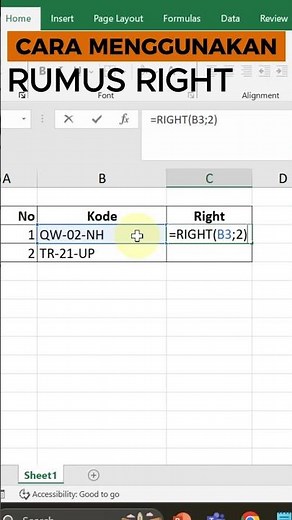 HOW TO USE THE RIGHT FORMULA #excel #right #RIGHTFORMULUM #beginnerexcel