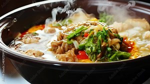 Steaming Hotpot with Vegetables and Tofu with Ai generated.