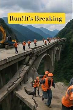 VIRAL RESCUE: Construction Workers Save Lives as Bridge Begins to Collapse! #construction #fail