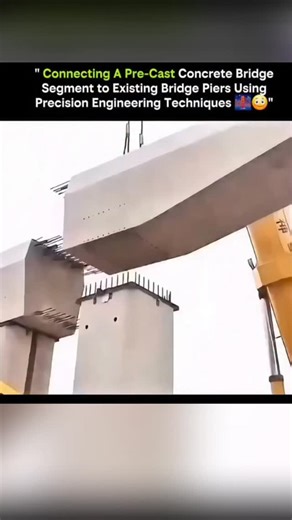 Silicon Web🆇 on Instagram: "Connecting a pre-cast concrete bridge segment to existing piers requires extreme precision and careful planning. Engineers first align the new segment using cranes and laser-guided measurements to ensure perfect placement. Specialized joints and tensioning systems lock the segment securely to the existing structure, distributing loads evenly while maintaining stability. Every millimeter counts, as small errors can compromise structural integrity. This method allows b
