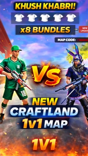 NEW Craftland 1v1 Map 😱 | 8 Bundles Giveaway | Map Code Inside #freefire #craftland #shorts