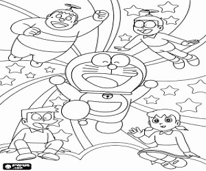 Doraemon y sus amigos para colorear, pintar e imprimir