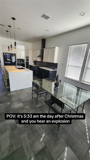 We were dead asleep and heard an explosion/crash sound at 5:33am. My first thought was the dogs knocked over the Christmas tree lol went to go check and my TEMPERED GLASS TABLE SHATTERED 🫠 Thankfully no one was around and no one got hurt! Here’s what my table looked like before and after 😭 #GlassTable #FYP #HowDoesThisHappen #FreakAccident