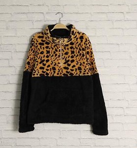 Watch Women's Sherpa Fleece Leopard Print Fluffy Sweatshirts Zipper Pullover Outwear with Pockets on Amazon Live