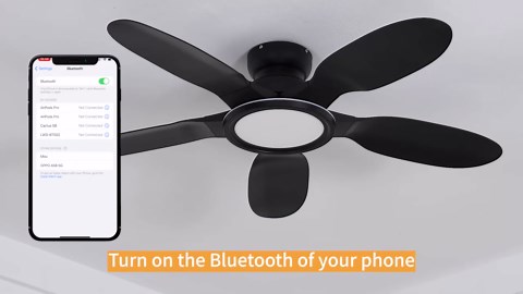 Ceiling Fans with Lights and Remote/APP Control, 52 inch Low Profile Ceiling Fans with Dimmable White + RGB Ring Lights, 6 Speeds 5 Curved Blades for Kids Room Bedroom Bar, Black