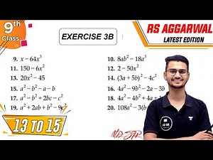 Rs Aggarwal Class 9 | Exercise 3B Q. 13-15 | Chapter 3 Factorisation of Polynomials | Md Sir Class 9