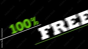 Dynamic 100% Free Banner For Advertisement Sign/ 4k Animation of an advertisement background with 100ù free text and dynamic motion
