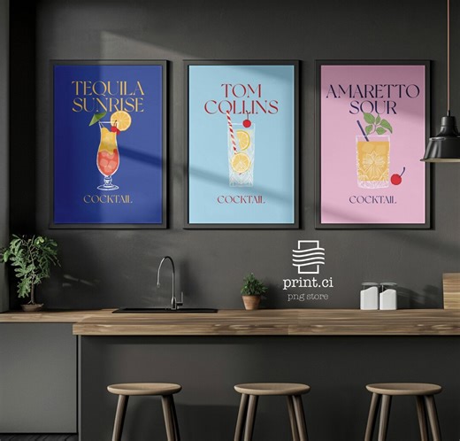 Triple Vector Cocktail Illustrations - Etsy