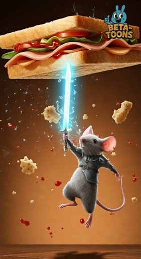 Mouse Samurai Cuts Sandwich with Sword 🐭⚔️ | Viral AI Short #ytshorts
