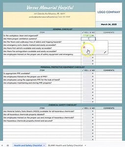 Health & Safety Checklist Template: Workplace Inspection (google Sheets) - Etsy