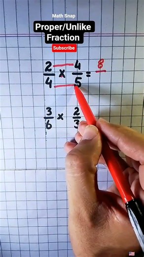 Learn Multiplication of Unlike Fractions Fast ⚡(Proper Fraction) #maths #fractions #education