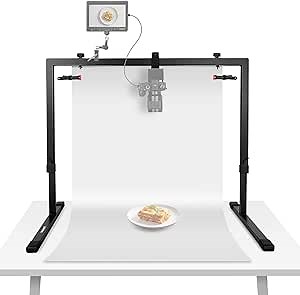 NEEWER Overhead Camera Mount Rig for Top Down Shots, Heavy Duty Steel Tabletop Mount Stand Multi Device Platform for Flat Lay Photography Lighting Cooking Drawing Crafts, For Desks≥3.3'/1m Long, ST100