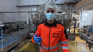 line process working in food factory Stock Video