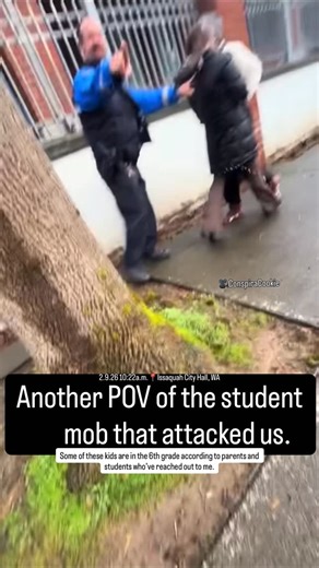 Vivian Ivy on Instagram: "Little kid squeals, “That’s what you get you d-b🤬”, as Sasha and I were retreating with an Issaquah Police officer. #riots #publicfreakout"