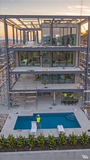 Modern architecture at its best-see how this glass villa was built!#ModernArchitecture #Shorts#villa