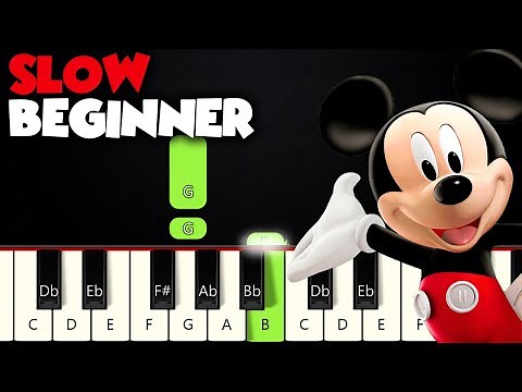 Mickey Mouse Clubhouse - Hot Dog Dance | SLOW BEGINNER PIANO TUTORIAL + SHEET MUSIC by Betacustic