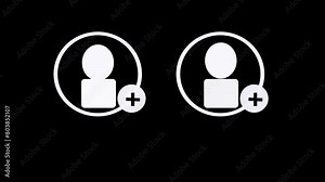 New account create icon,invention simple design add concept animation. People icon animated line on background with white color on a black background.