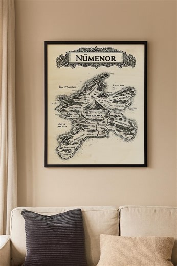 Wooden Map of Numenor, LOTR Poster, Hobbit Wall Art, Map of Middle-earth, Vintage Fantasy Decoration, Wood. - Etsy