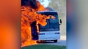 Charter bus carrying college students engulfed in flames