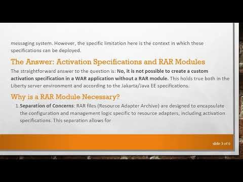 Can You Create a Custom Activation Specification Without a RAR Module in Liberty Server?