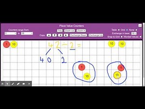 Dividing a 2 digit number using place value counters