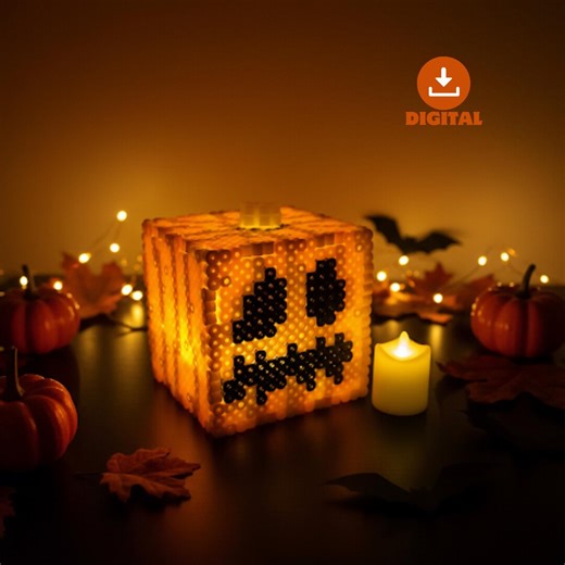 Minecraft - 3D Jack O'lantern Hama Beads Pattern - Etsy UK