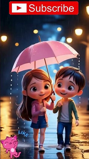 Cute Cartoon Love Story 🧡 | Boy and Girl Romantic Rain Scene 🌧️#cutecartoon #loveanimation #cartoon