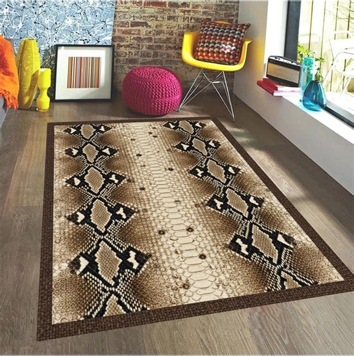 Snake Skin Area Rug: Washable Python Print Mat, Exotic Safari Decor, Animal Print Runner - Etsy