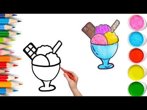 How To Draw cute Icecream Drawing, Painting & Coloring For Kids and Toddlers_ Child Art 🐋🌈🎨