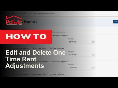 How to edit and delete one time rent adjustments in PaTMa Property Manager