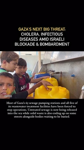 ‎Ahmed Eldin | أحمد الدين‎ on Instagram: "Oxfam and United Nations agencies have warned that the collapse of water and sanitation services will spark bouts of cholera and other deadly infectious diseases if urgent humanitarian aid is not delivered. #Israel cut off its water pipeline to Gaza, along with the fuel and electricity provisions that power water and sewage plants, after announcing a total blockade of the Palestinian enclave following the Hamas attack. Most of #Gaza’s 65 sewage pumping 