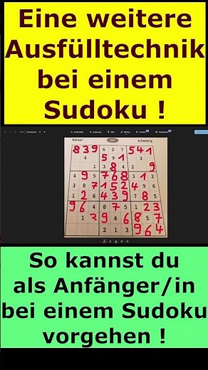 Beginner's filling technique briefly explained using Sudoku