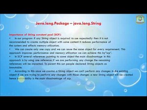 Lesson - 2 : java.lang Package - String Constant Pool in Java Programming Language