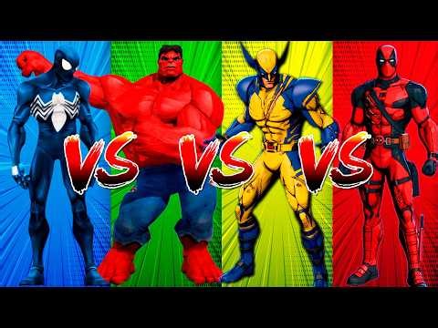 SUPERHEROES COLOR DANCE CHALLENGE Spiderman vs Hulk vs Wolverine vs Deadpool