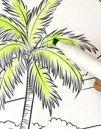 Get Lost in Paradise with This Tropical Beach and Palm Tree Printable Coloring Page! #shorts