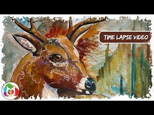 Beautiful deer Buck Timelapse Painting by Cinnamon Cooney The Art Sherpa flow and drip paint