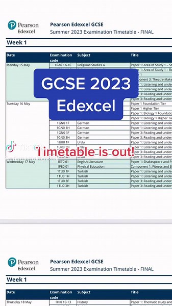 Gcse 2023 summer exams timetable has been published #gcse #studytok #gcses2023 #gcses2023y #gcserevision #fypシ
