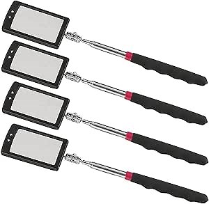 Inspection mirror telescoping with light Mirror practical addition to car repair, and anyone's toolbox Inspection Tool for Checking Vehicle, and Other Small Parts Extended (Inspection mirror-4PCS)