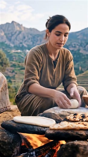 Ancient Berber Pizza on Hot Stones 🔥 #triballife #shorts