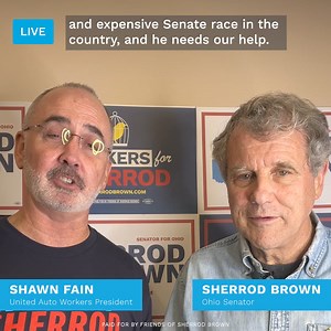 𝐃𝐢𝐝 𝐲𝐨𝐮 𝐡𝐞𝐚𝐫? 𝐎𝐡𝐢𝐨 𝐢𝐬 𝐨𝐧𝐞 𝐨𝐟 𝐭𝐡𝐞 𝐦𝐨𝐬𝐭 𝐜𝐨𝐦𝐩𝐞𝐭𝐢𝐭𝐢𝐯𝐞 𝐚𝐧𝐝 𝐞𝐱𝐩𝐞𝐧𝐬𝐢𝐯𝐞 𝐒𝐞𝐧𝐚𝐭𝐞 𝐫𝐚𝐜𝐞𝐬 𝐢𝐧 𝐭𝐡𝐞 𝐜𝐨𝐮𝐧𝐭𝐫𝐲. That’s why United Auto Workers President Shawn Fain met with Sherrod Brown in Toledo to support this fierce reelection battle. Will you rush a donation to help Sherrod fight back against the MAGA Republicans spending a record amount to defeat him and flip the Senate red? | Sherrod Brown