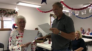Rowlesburg’s new mayor Eric Bautista takes the oath of Office from Barbara Banister on June 25. | Preston News and Journal