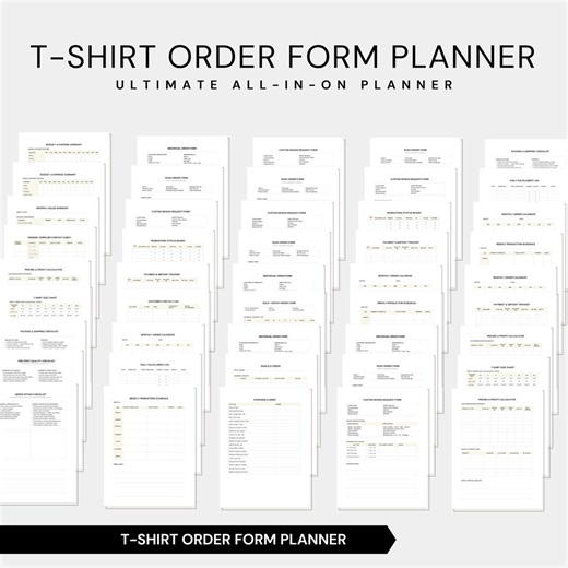 T-shirt Order Form, Fillable Printable Invoice, Tee Shirt Sales, Clothing Inventory, Basic Sheet Template, My History Log - Etsy UK