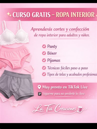 curso gratis de ropas interior. #ropainterior #costura #cursodecostura #confeciones