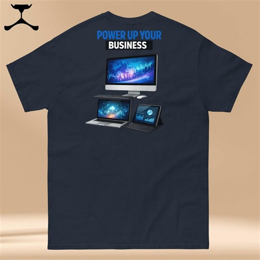 Power up Your Business Computer T-shirt | Tech Workspace Digital Design | Modern Entrepreneur Shirt - Etsy
