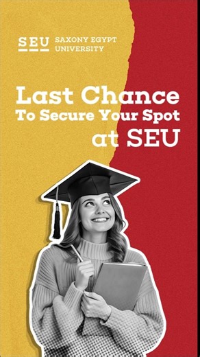 ابدأ فصلًا دراسيًا جديدًا في جامعة ساكسوني مصر (SEU)! باب التسجيل مفتوح الآن لجميع الطلاب الراغبين في دراسة برامج معتمدة على التكنولوجيا، التدريب العملي، والتجربة الجامعية المتكاملة. البرامج المتاحة: -تكنولوجيا الصحة العامة -تكنولوجيا التمريض -تكنولوجيا الميكاترونكس للسيارات -تكنولوجيا إدارة الرياضة -تكنولوجيا اللوجستيات -تكنولوجيا أمن الحوسبة اختار البرنامج اللي يناسبك، وابدأ أول خطوة نحو مستقبل مهني قوي. قدّم الآن للفصل الدراسي الثاني عبر موقعنا الإلكتروني: https://portals.seu.edu.eg/welcome ع