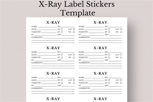 X-ray Label Sticker Template, Printable Form (PDF) - Etsy Australia
