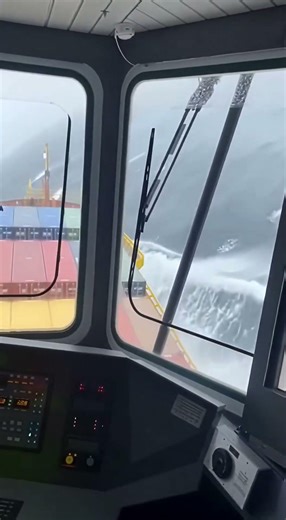 Massive Rogue Wave Smashes Into Cargo Ship Bridge During Rough Storm