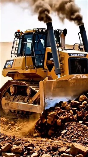 Cat D11 vs Komatsu D575A: Who is the Real King? 👑🚜 #shorts #heavyequipment